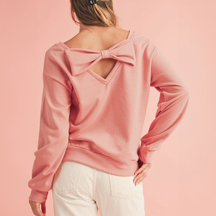 Bowknot Dewback Round Neck Sweatshirt