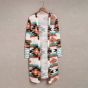  Multicolor Geometric Color Block Open Front Long Cardigan