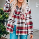  Geometric Plaid Print Pocketed Shacket