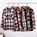  Geometric Plaid Print Pocketed Shacket