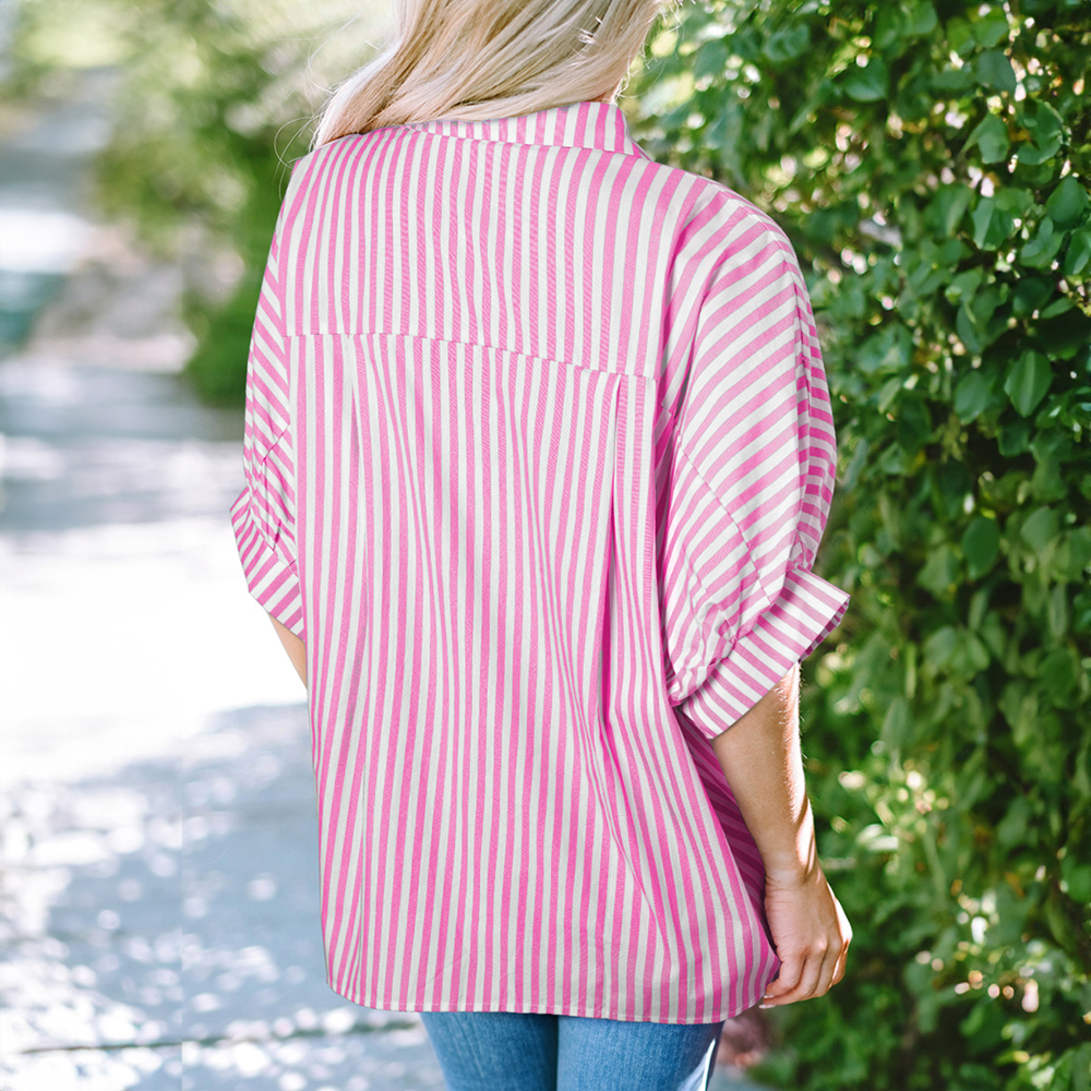 Stripe Dolman Sleeve Oversize Shirt