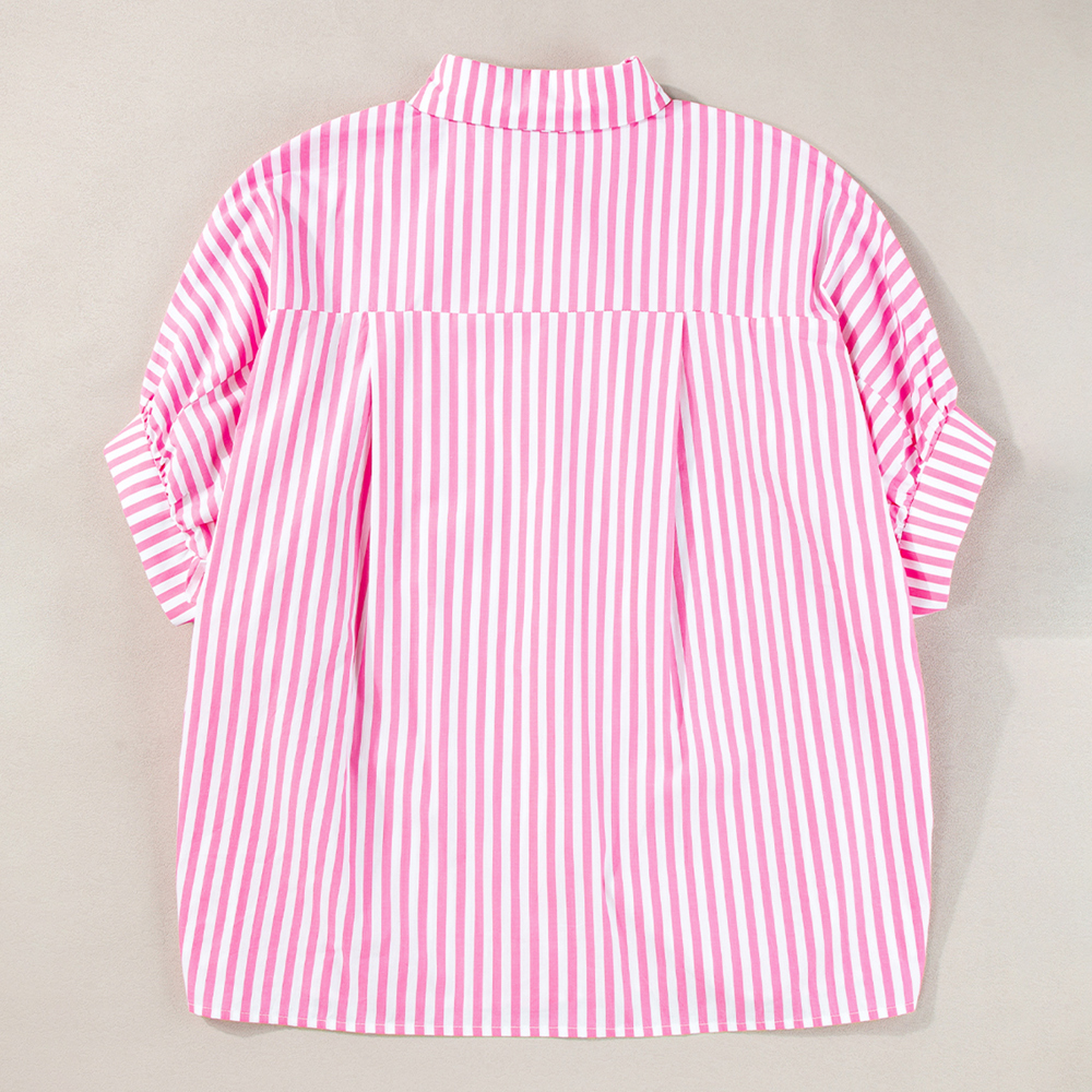 Stripe Dolman Sleeve Oversize Shirt