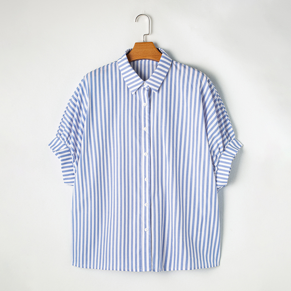 Stripe Dolman Sleeve Oversize Shirt