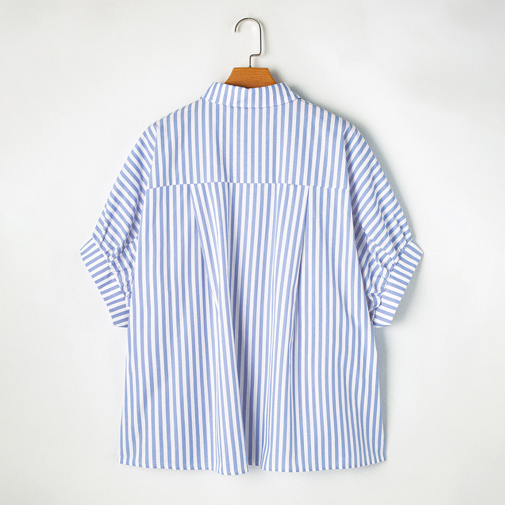 Stripe Dolman Sleeve Oversize Shirt