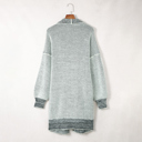  Gray Plaid Knitted Long Open Front Cardigan