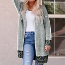  Gray Plaid Knitted Long Open Front Cardigan