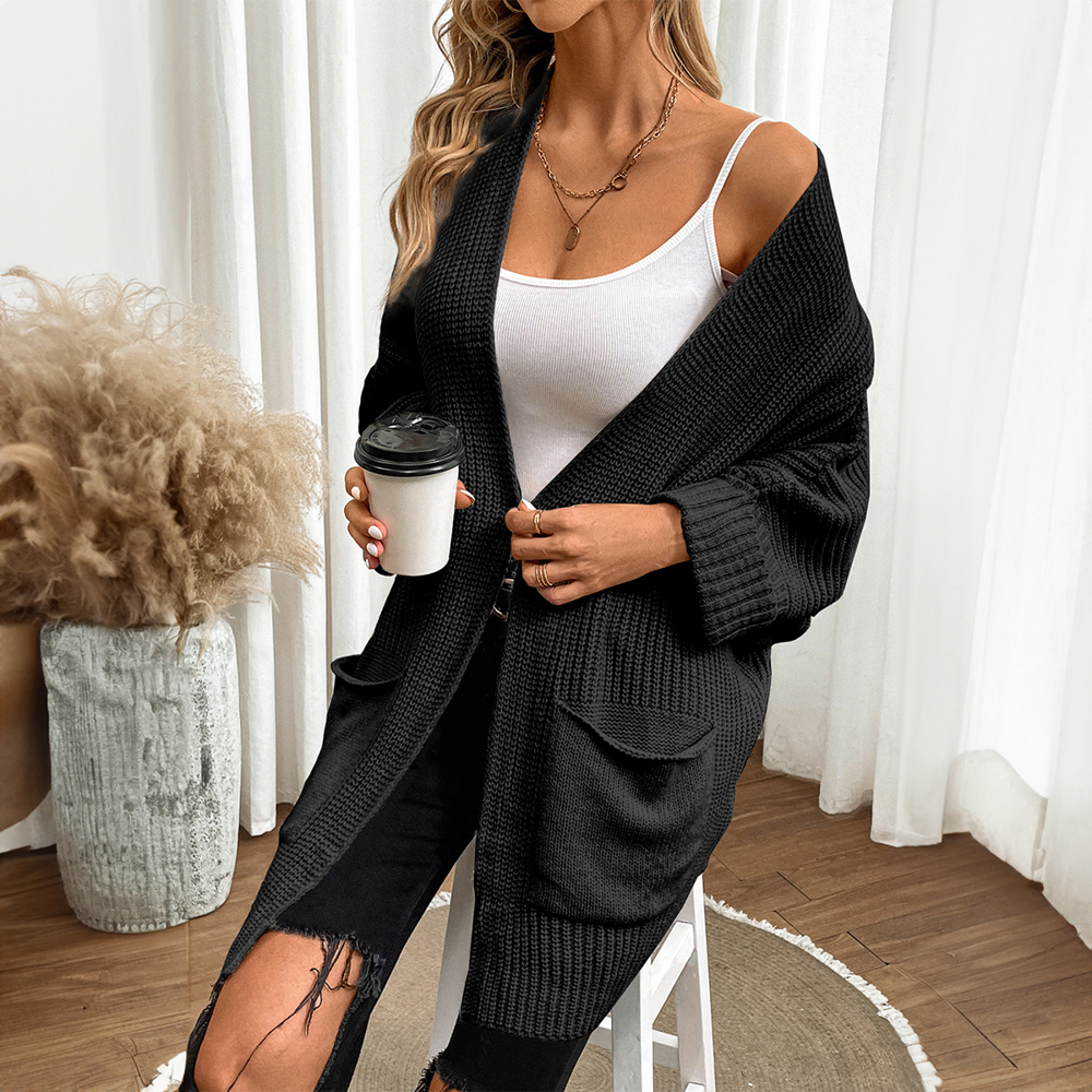 Oversized Fold Over Sleeve Open Front Cardigan