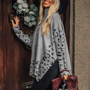  Leopard High Neck Side Slit Oversized Sweater