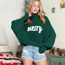  Merry Letter Embroidered High Neck Sweater