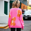  Flower Pattern Slouchy Sweater