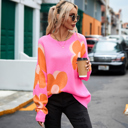  Flower Pattern Slouchy Sweater