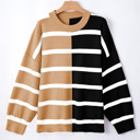  Light French Beige Colorblock Oversized Sweater