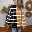  Light French Beige Colorblock Oversized Sweater