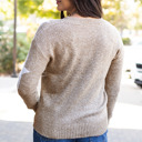  Khaki Star Pattern Drop Shoulder Sweater