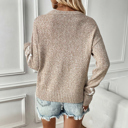  Khaki Star Pattern Drop Shoulder Sweater