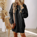  Cable Knit Drop Shoulder Loose Fit Sweater Dress