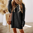  Cable Knit Drop Shoulder Loose Fit Sweater Dress