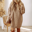  Cable Knit Drop Shoulder Loose Fit Sweater Dress