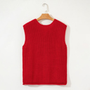  Solid Textured Knit Side Pockets Buttoned Sweater Vest