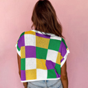  Tillandsia Purple Color Block Cap Sleeve Sweater