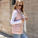  Pink Fleece Lined Quilted Vest Coats