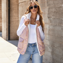  Pink Fleece Lined Quilted Vest Coats