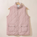  Pink Fleece Lined Quilted Vest Coats