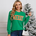  Bright Green MERRY Graphic Pullover Sweatshirt