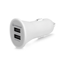 White HyperGear Dual USB 2.4A Rubberized Vehicle Charger Gen-2