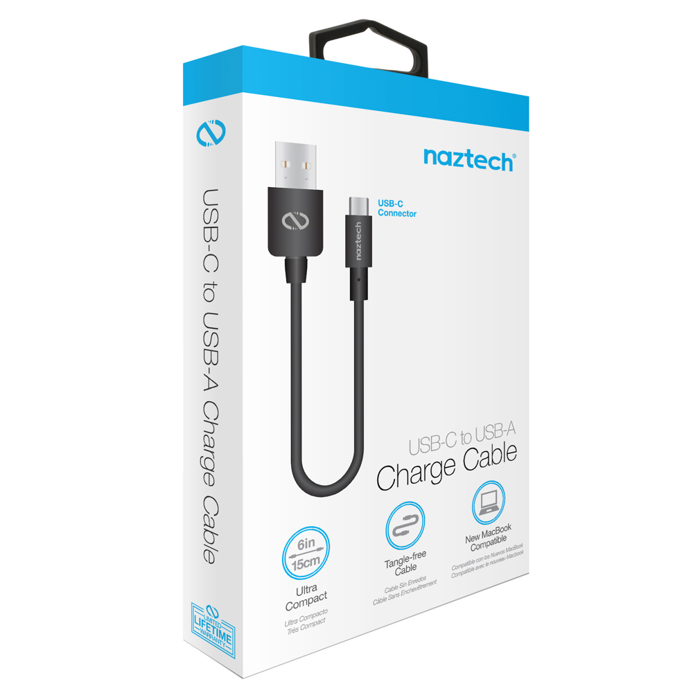 Naztech USB-A to USB-C 2.0 Charge & Sync Cable 6in