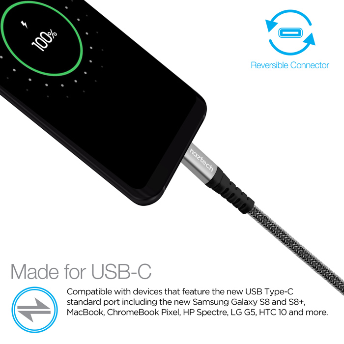 Naztech USB-C to USB-C 2.0 Chg/Snc Cable 4ft Braided