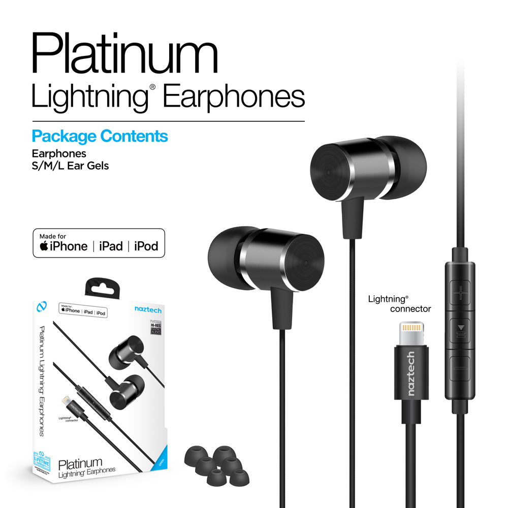 Naztech Platinum High Fidelity Lightning Earbuds 