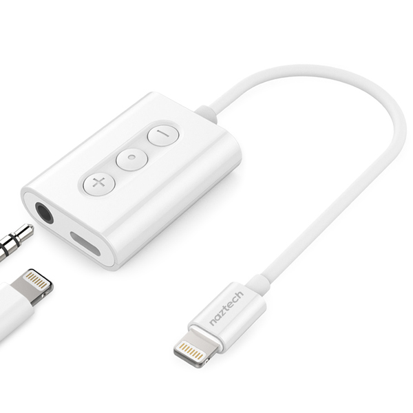 Naztech MFI Lightning to 3.5mm Audio + Charging Adapter