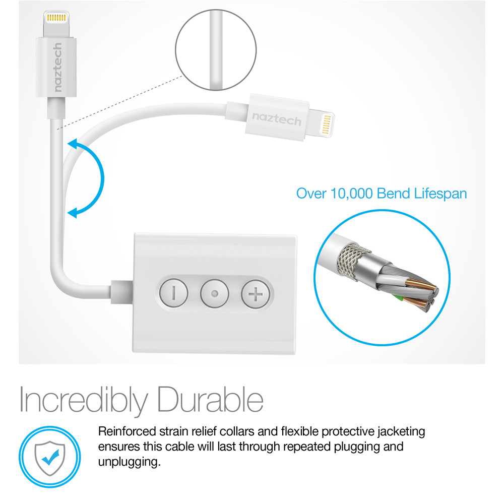 Naztech MFI Lightning to 3.5mm Audio + Charging Adapter