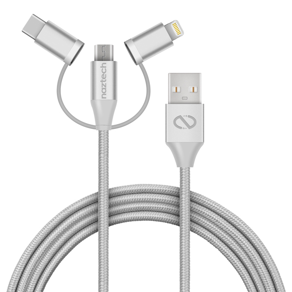 Naztech 3X1 Micro Lightning & USB-C Charge & Sync 6ft Cable