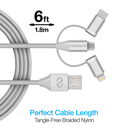  Naztech 3X1 Micro Lightning & USB-C Charge & Sync 6ft Cable