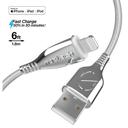 White Naztech Titanium USB to MFi Lightning Braided Cable 6ft