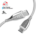 White Naztech Titanium USB-C to USB-C Braided Cable 6ft 