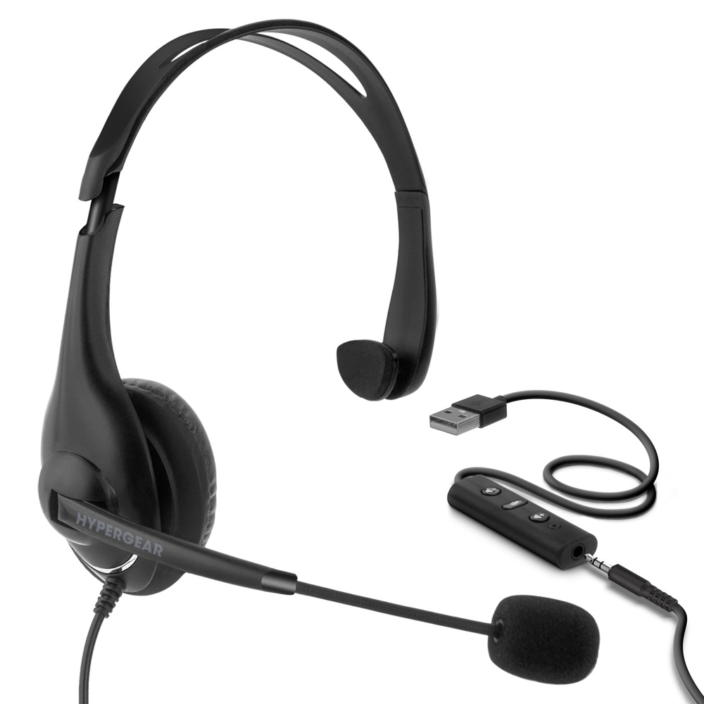 HyperGear V100 Office Professional Wired Headset w 6 Ft Cord