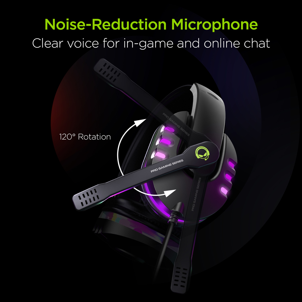 HyperGear SoundRecon RGB LED Gaming Headset w 7 Color Lights & Mic