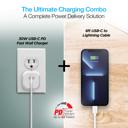  Naztech 30W PD Smart Chip Tech Wall Charger + USB-C to MFI Cable 6ft