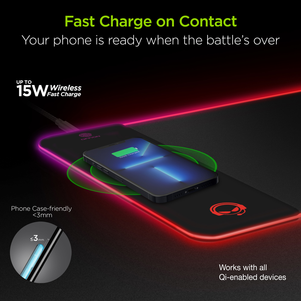 HyperGear Battle Charge Wireless Gaming Mouse Pad with Wireless Charging