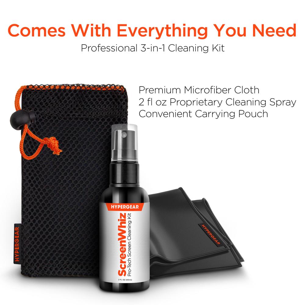 HyperGear ScreenWhiz 3-in-1 Screen Cleaning Kit w Cloth & Solution