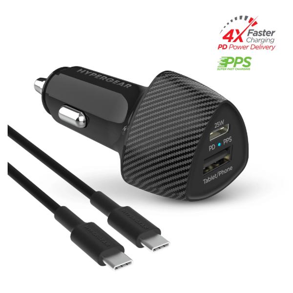 HyperGear SpeedBoost 25W PD USB-C Car Kit with PPS Fast Charge Tech