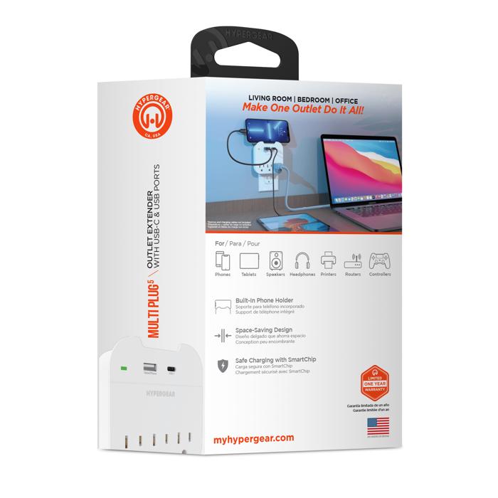 HyperGear Wall Adapter Power Strip 3 Outlets