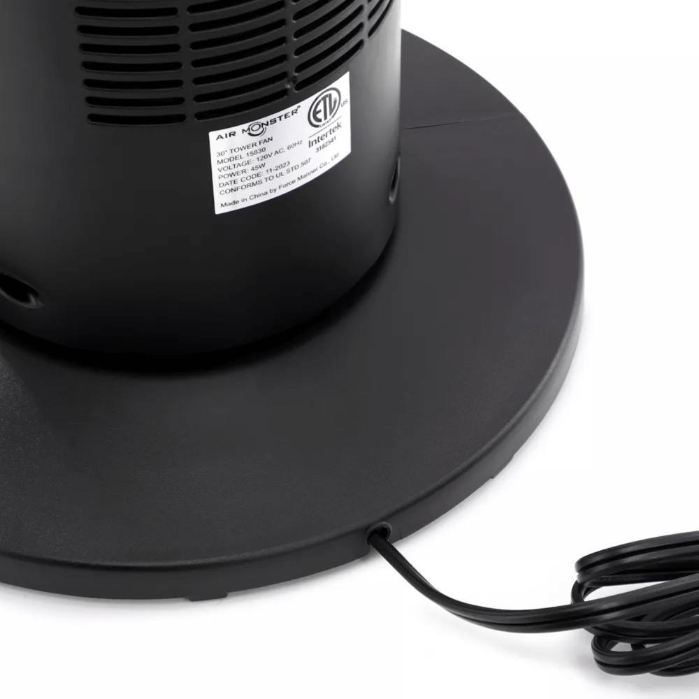 Air Monster 30-Inch 3-Speed 45W Oscillating Tower Fan with Timer