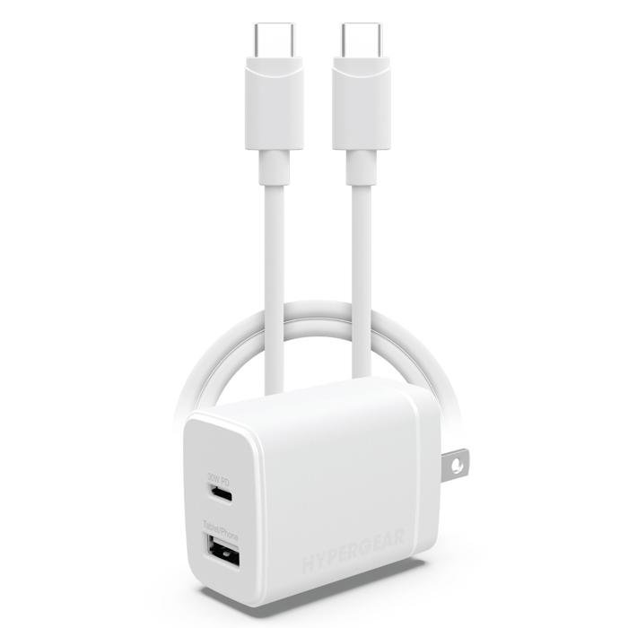 HyperGear 30W PD Dual Wall Charger + USB-C to USB-C