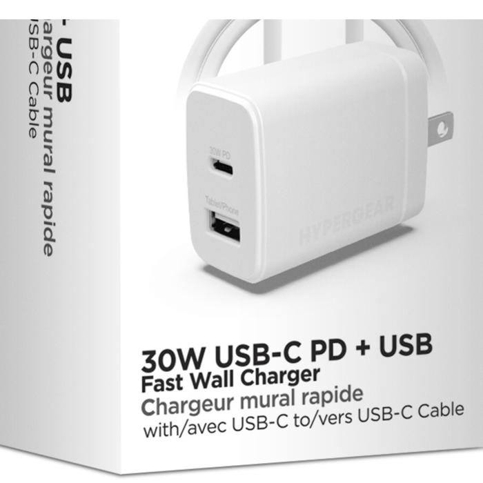 HyperGear 30W PD Dual Wall Charger + USB-C to USB-C