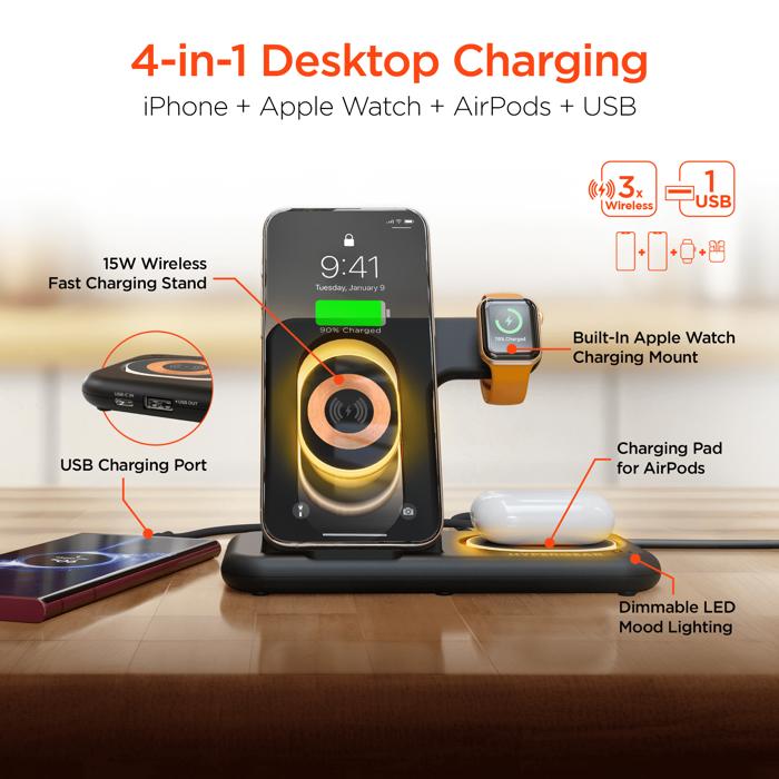 HyperGear 4 in 1 Wireless Charging Stand