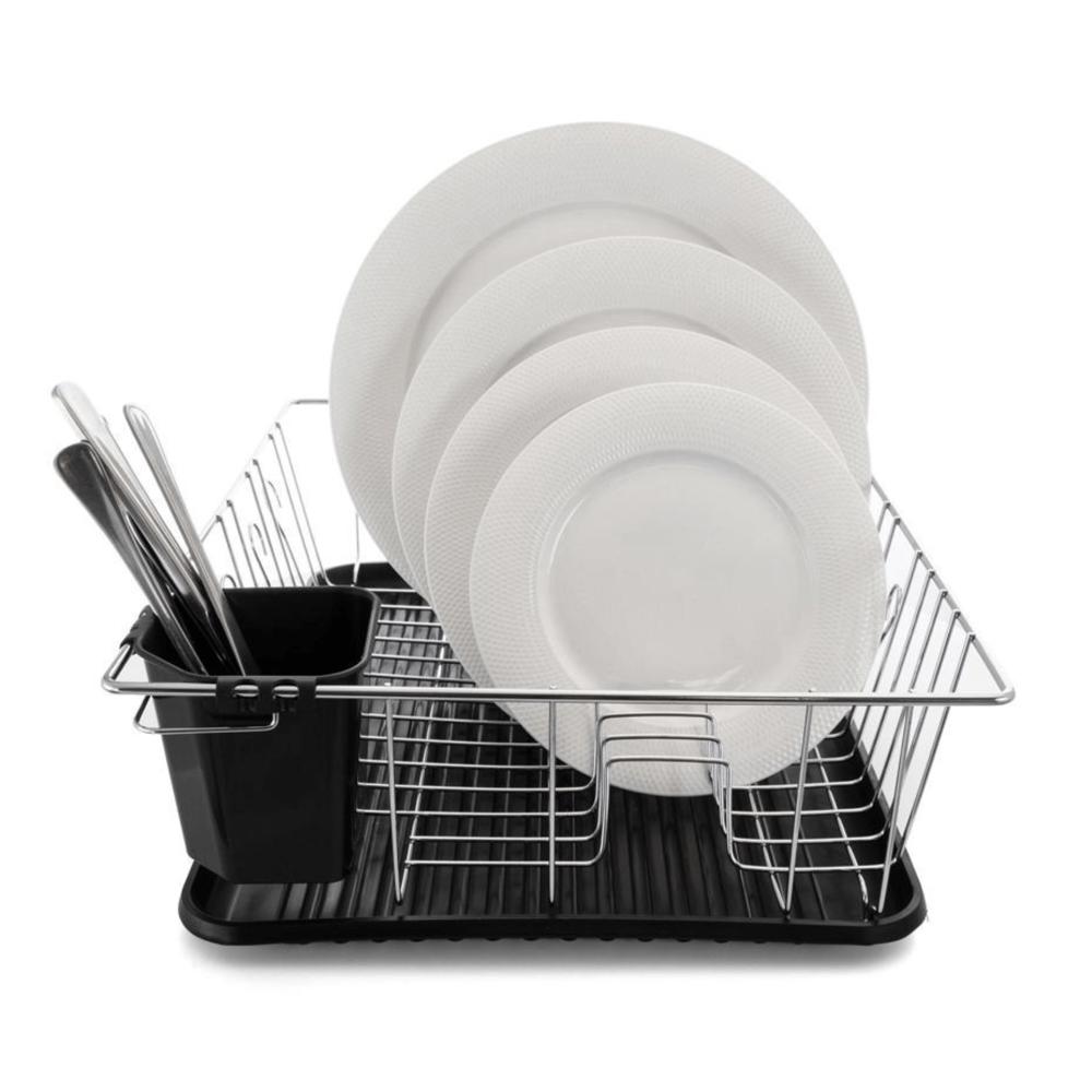 Better Chef 16" Chrome-Plated Metal Dish Rack with Drain Tray